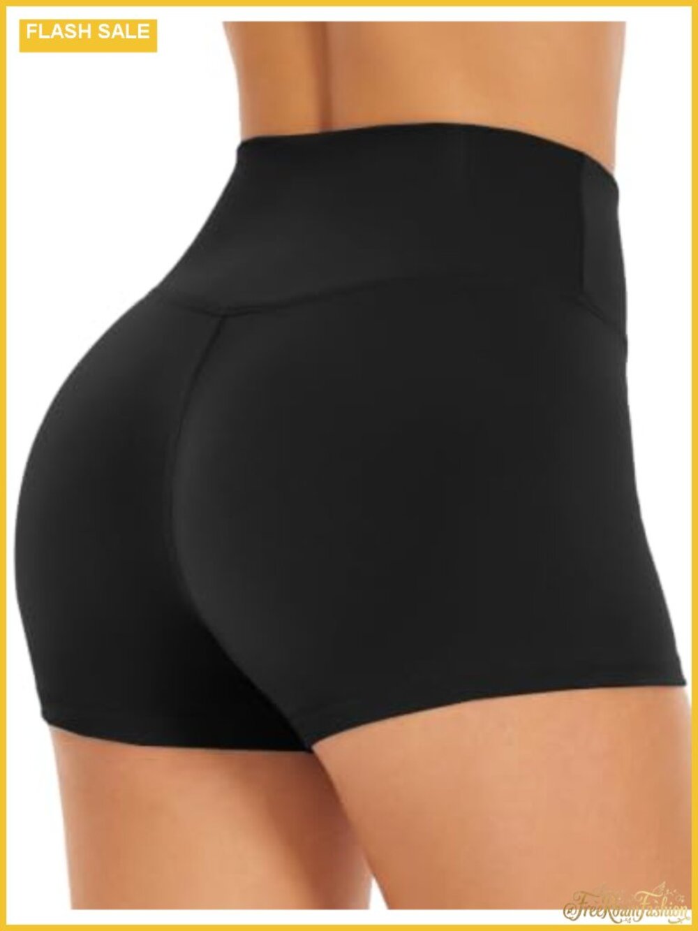 High Waisted Biker Shorts for Women - Soft Black Spandex Workout Yoga Shorts